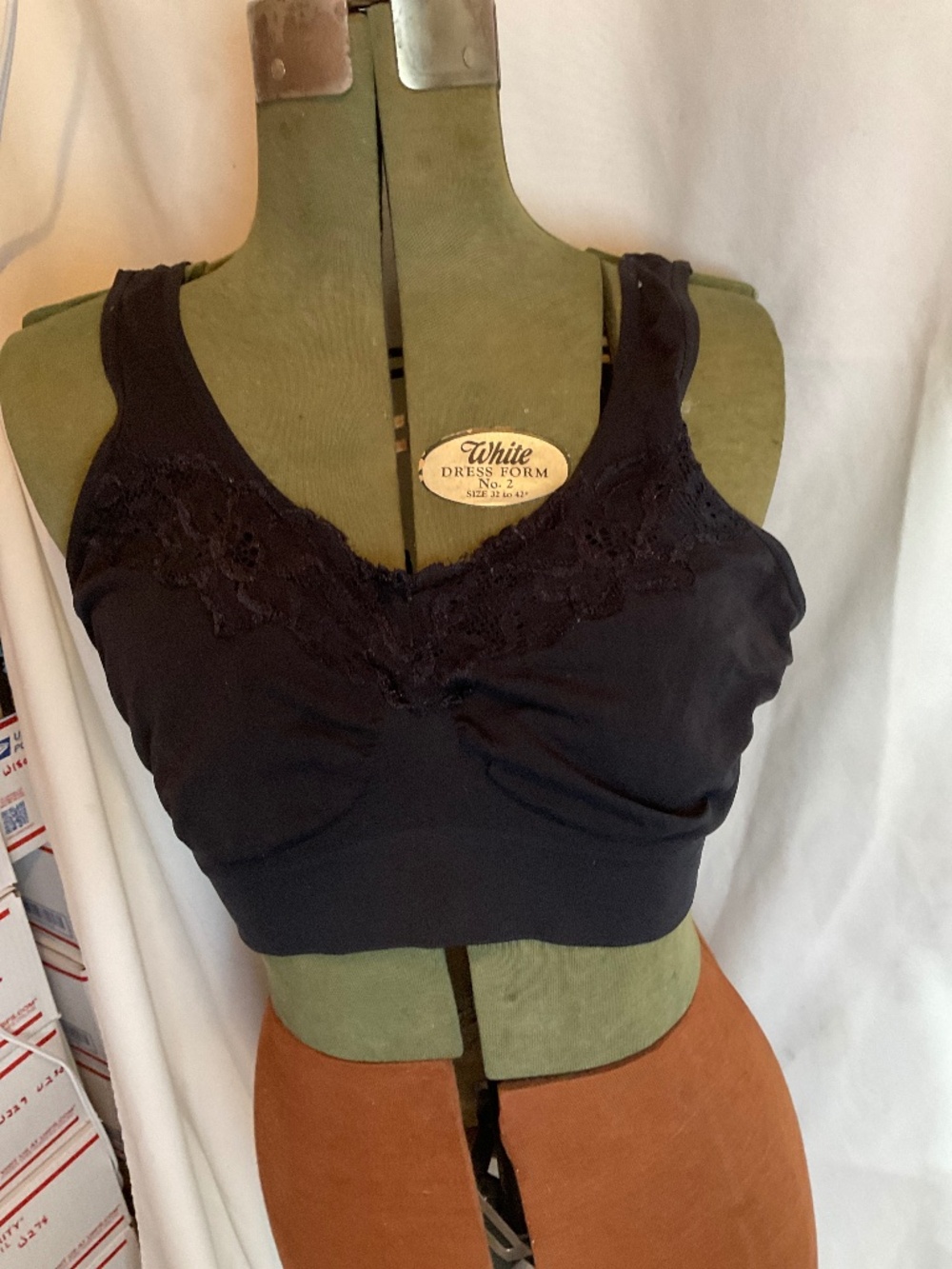 Just my Size black bra with lace trim. W258